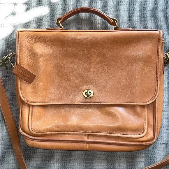 Coach Vintage Classic Brown Leather Menssenger Bag Laptop Bag - Picture 2 of 7